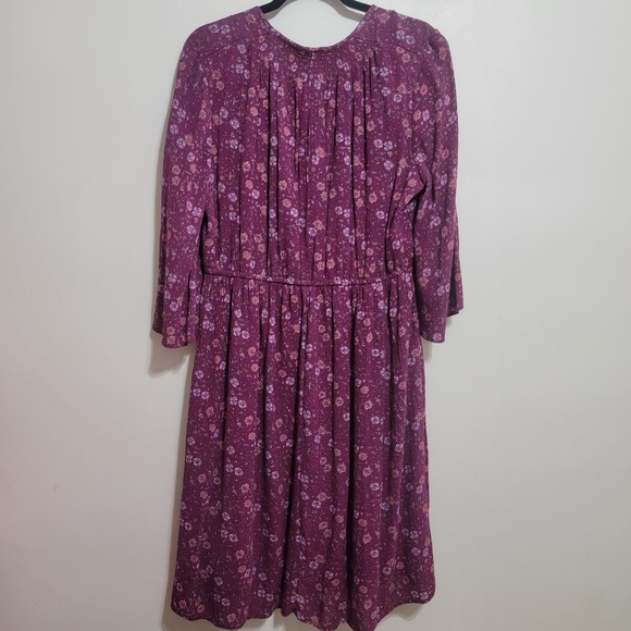 Old Navy Boho Purple Waist-Defined Bell-Sleeve Floral Lined Dress Large - Picture 8 of 9